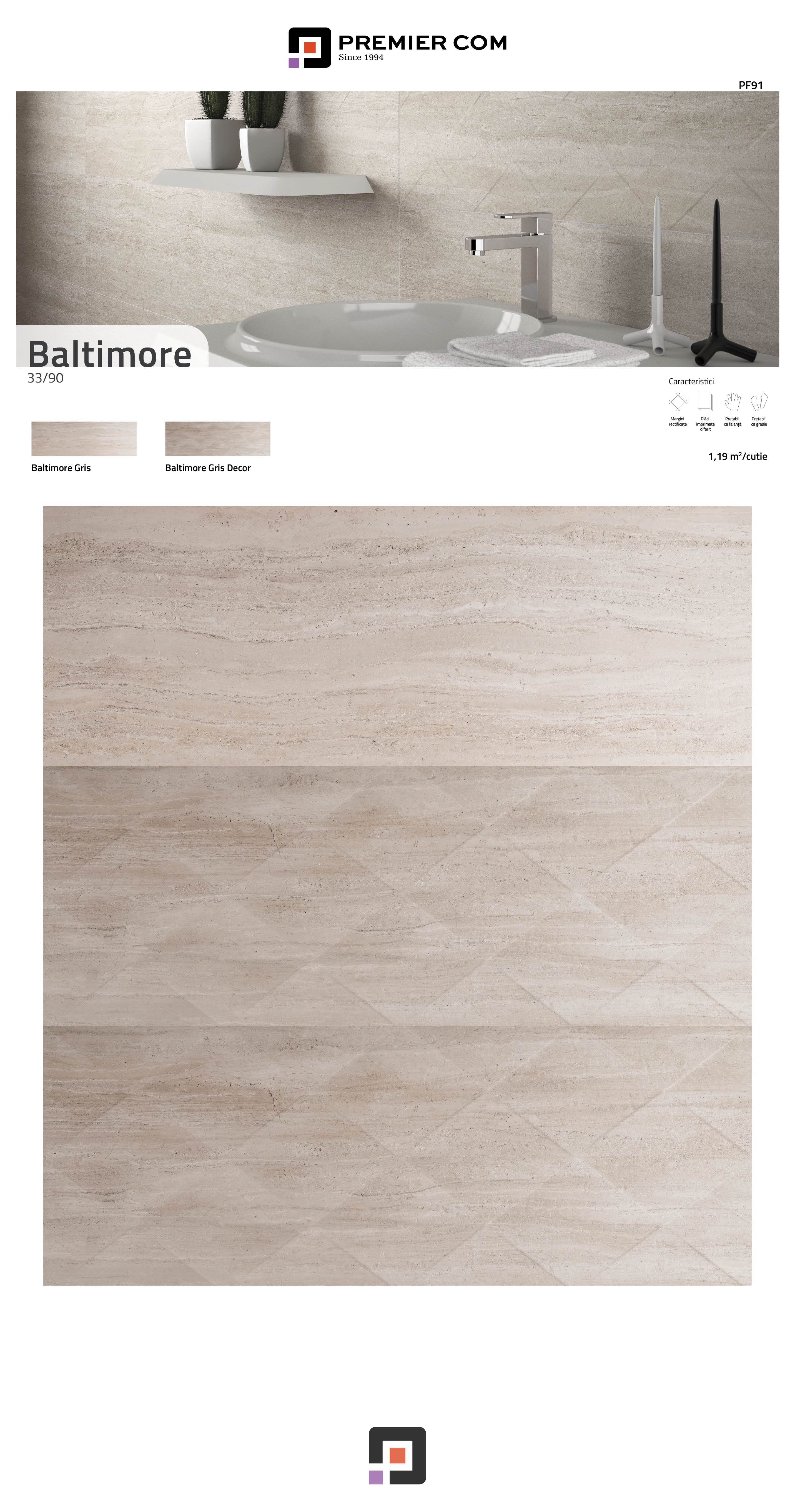 BALTIMORE GRIS 33x90