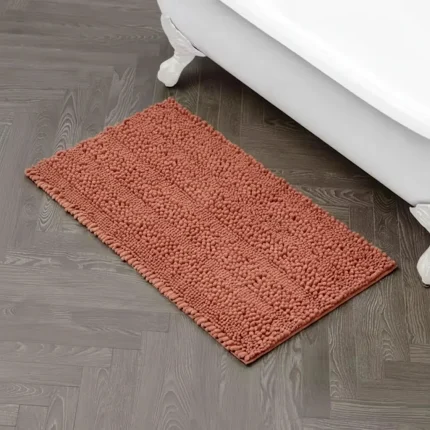 Covoraș baie din Chenille moale, strat antiderapant, 45×70 cm, Somon Cald