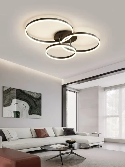 Lustra Led Cu Telecomanda 200W, Neagra si Intensitate Reglabila 5185/500+400+300 BK
