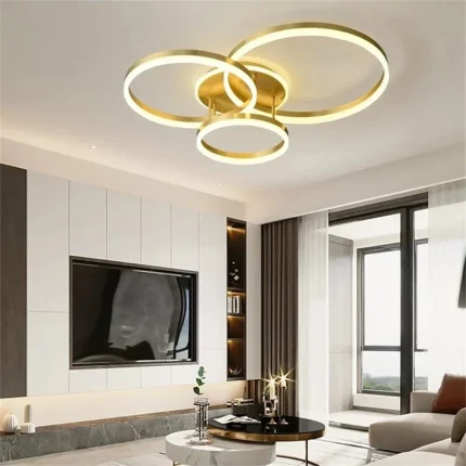 Lustra Led Cu Telecomanda 200W, Aurie cu Intensitate Reglabila 5185/500+400+300 GD