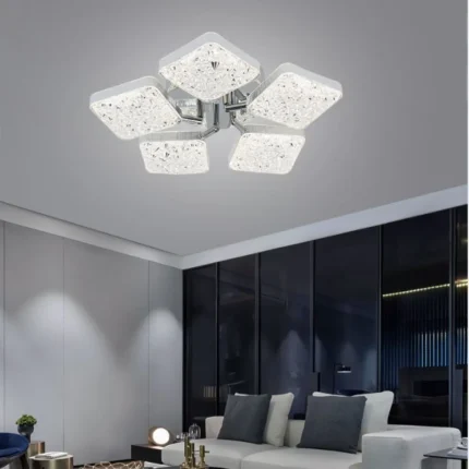 Lustra LED Minimal Silver 5, cu telecomanda, 102W, gri, cu trei tipuri de lumina SE-C1192/5