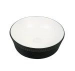 Lavoar ceramic rotund A747-CBKW-MRS – design modern alb mat și negru mat texturat