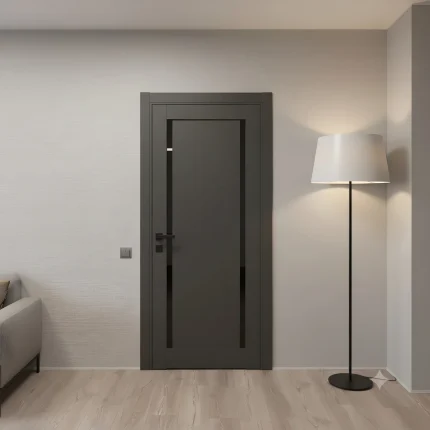 Ușă de interior antracit ML-62 cu două benzi de sticlă neagră