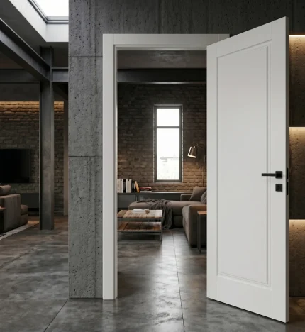 Ușă de interior albă JY-004 cu toc reglabil – design modern mat, complet echipată, livrare rapidă