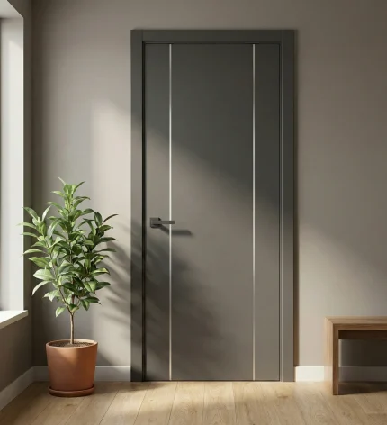Ușă de interior PL-32 – design modern cu 2 inserții verticale din aluminiu