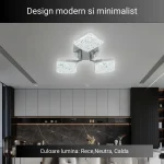 Lustra LED Minimal Silver 3, cu telecomanda, 64W, gri, cu trei tipuri de lumina SE-C1192/3