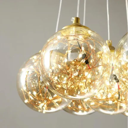 Lustra LED Starry Elegance, suspendata, cu 3 globuri, 18W, stil minimalist, auriu DX333/3