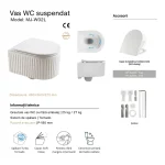 Vas WC Suspendat Rimless – Alb Mat Texturat cu Capac Albastru Deschis Mat