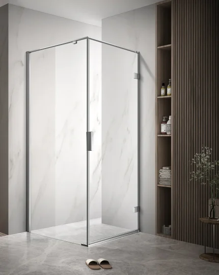 Cabină de duș de colț cu ușă batantă cu sticlă NANO 8mm cu deschidere dreapta