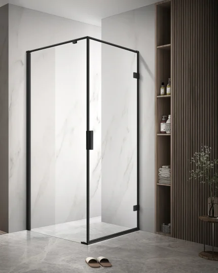Cabină de duș de colț cu ușă batantă cu sticlă NANO 8mm cu deschidere dreapta