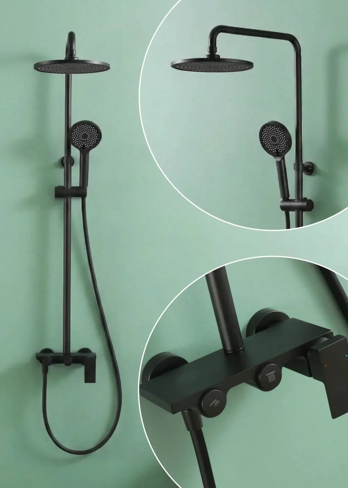 Coloană de duș 2 funcții – Triton – Negru mat Coloană de duș 2 funcții – Triton – Negru mat