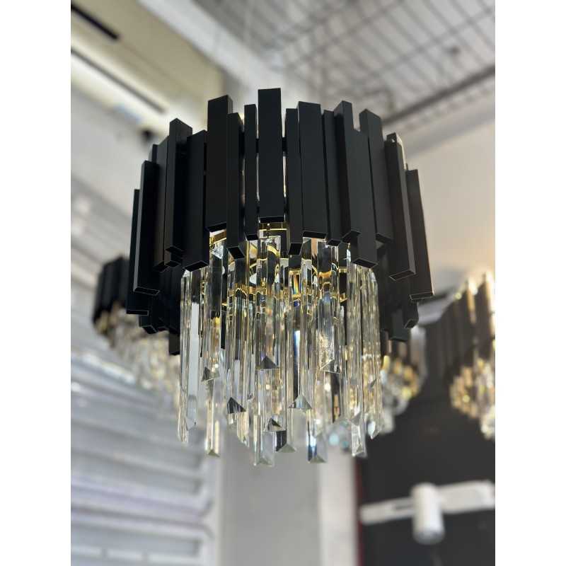 Candelabru de Cristal pe Lanț Negru – Eleganță și Lux 6924/300 BK Candelabru de Cristal pe Lanț Negru – Eleganță și Lux 6924/300 BK