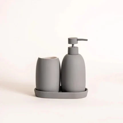 Set 3 piese accesorii de baie gri mat