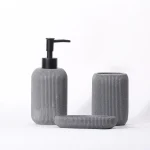 Set 3 piese accesorii de baie gri dungat
