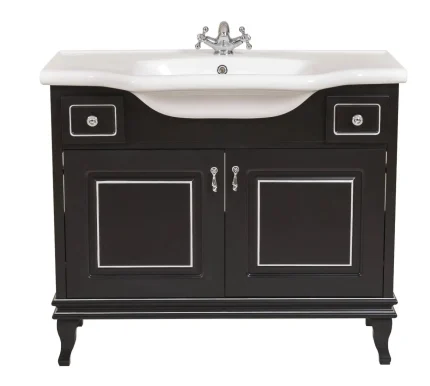 Mobilier de baie pe pardoseală Beatrice negru+crom