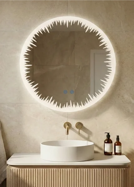 Oglindă baie LED ⌀70 cm rotundă, 3 nuanțe de lumină, dezaburire și touch control J-2086