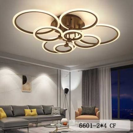 Lustră LED 8 Cercuri Neagră cu Telecomandă WiFi 2.4G – Design Modern și Iluminare Inteligentă - 6601/2X4 BK